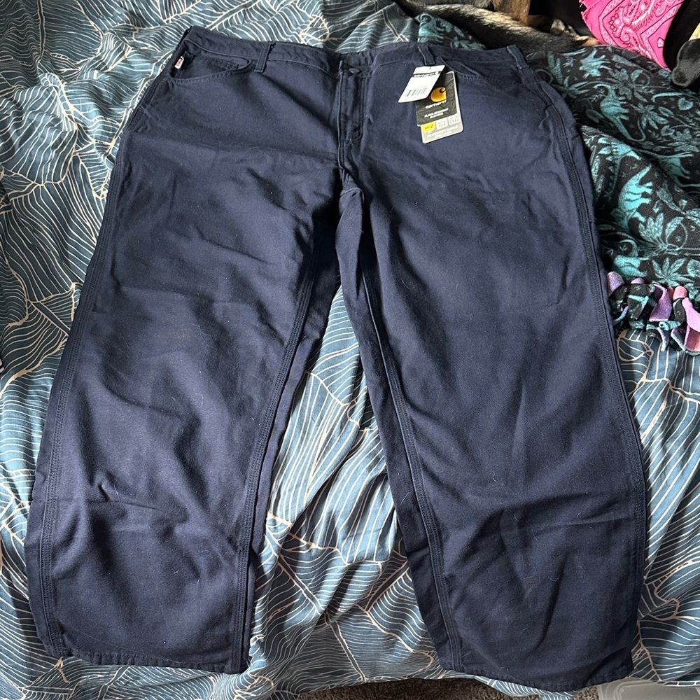 Carhartt Dark Blue Women's Canvas Work Pants Fire Resistant